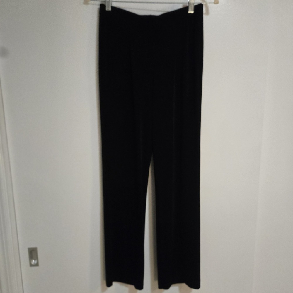 Chico's Size 0 (S) Black Travelers Stretch Knit Pull-on Straight Pants 26x28 in